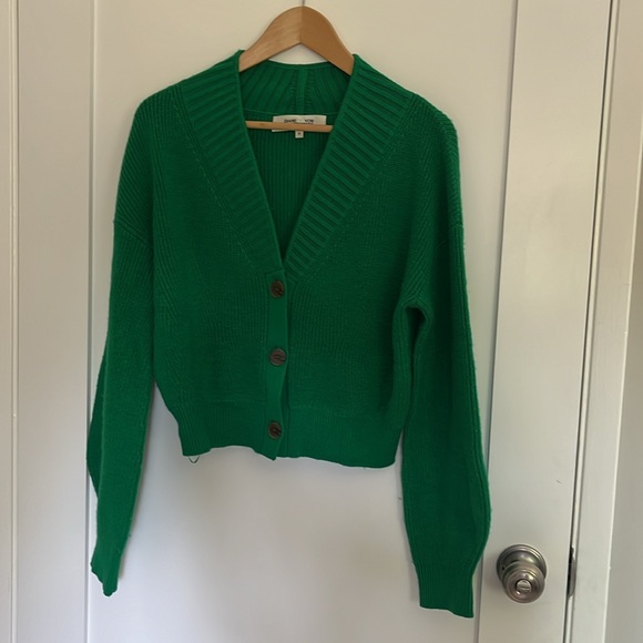Diane von Furstenberg Madora Cardigan in grass green size medium - Picture 3 of 5